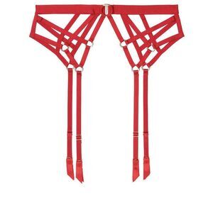 Victoria's Secret Strappy Ring Garter Belt -‎ Lipstick Red - Sz M / L - $49.50